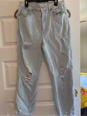 Light Wash Distressed High-Rise Jeans